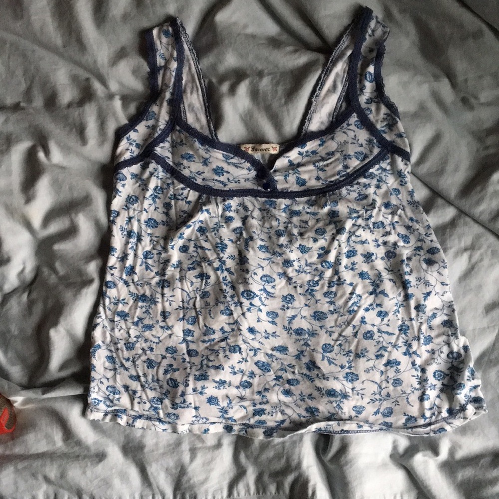 Blue floral tank top